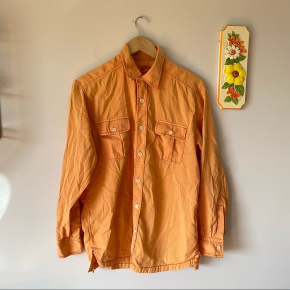 Tommy Bahama Orange Long Sleeve Button Up Top - Picture 1 of 8